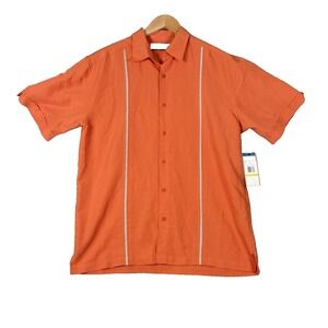 NWT HAVANERA Heritage Shirt Men's Size M Orange‎ Short Sleeve Button Down